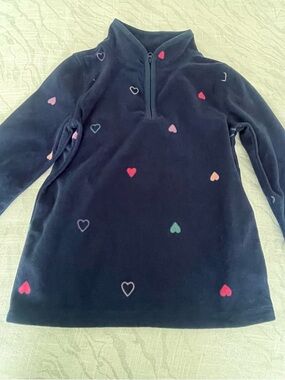 OshKosh B'gosh Navy Quarter-Zip Fleece Pullover with Multi-Color Hearts